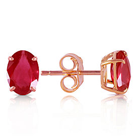 1.8 CTW 14K Solid Rose Gold Stud Earrings Natural Ruby