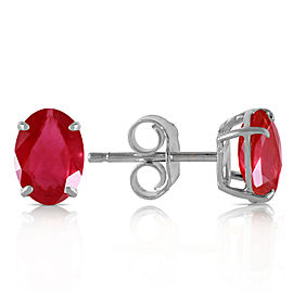 1.8 CTW 14K Solid White Gold Stud Earrings Natural Ruby
