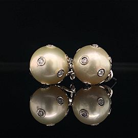 Diamond South Sea Pearl Earring 14 KT Certified $4,995 015793