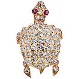Cartier Paris Diamond Ruby Gold Turtle Brooch