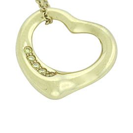 Tiffany & Co. 18K Yellow Gold with 0.04ct Diamond Open Heart Pendant Necklace