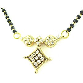 Fine Estate 18K Yellow Gold Onyx Beads Diamond Necklace