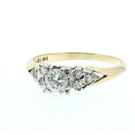Estate 14/18k Yellow White gold .40ct Round Diamonds Ladies Ring Size 6