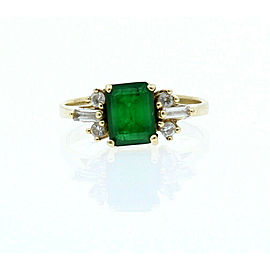 14k Yellow Gold Green Stone & CZ Ladies Ring Size 8