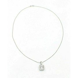 Princess Cut Diamond Pendant Necklace Halo Design in 14k White Gold 1.46 tcw