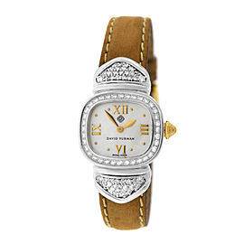 Ladies David Yurman Thoroughbred Sterling Silver MOP Diamond 21MM Quartz Watch