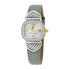 Ladies David Yurman Thoroughbred Silver 925 MOP Diamond 21MM Quartz Watch