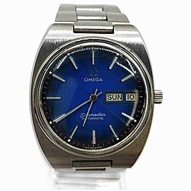 Omega Silver x Blue Seamaster Day Date Watch