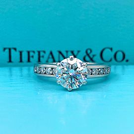 Tiffany & Co Round G VS2 1.91 tcw Channel Set Diamond Band Engagement Ring Plat