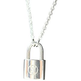 Louis Vuitton Pandantif Sier Lock It 925 Silver LV Padlock Chain Necklace