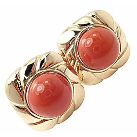 Vintage Estate 18k Yellow Gold Natural Coral Earrings