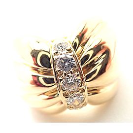 Van Cleef & Arpels 18k Yellow Gold Diamond Bow Design Band Ring