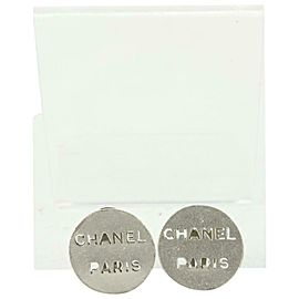 Chanel 10C Silver Cut Out Logo Paris Earrings 255ca18