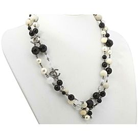 Chanel A12P Black Pearl CC logo Charm Necklace 857151