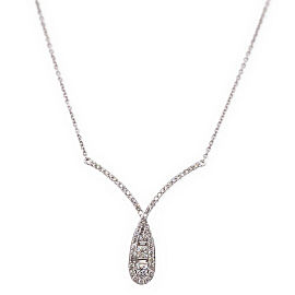 Ladies Round & Baguette Diamond Crossover 1.15 tcw Necklace 14kt White Gold