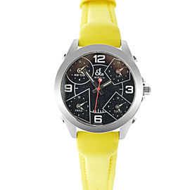 Jacob & Co. Five 5 Time Zone JCM-29 Stainless Steel 40MM Watch Yellow Strap
