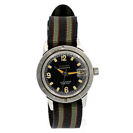 Vintage Bulova Devil Diver 666FT Automatic Stainless Steel Black Dial Watch