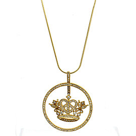 Fine Estate 18k Yellow Gold .92ct Diamond Crown Necklace 14k Chain