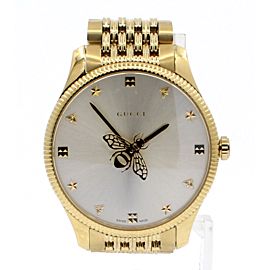 Gucci G-TIMELESS Moving Bee Gold Silver Dial 36mm Watch
