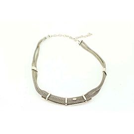 Chanel 96P Mesh Silver Chain Pendant Plaque Necklace s329ck13