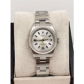 Rolex Ladies Oyster Perpetual 176234 Silver Blue Markers Steel