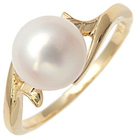 Authentic MIKIMOTO Pearl Ring K18 750 Yellow Gold