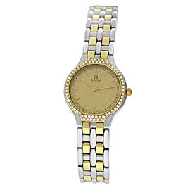 Omega DeVille Symbol Ladies Diamond 18K Yellow Gold 23MM Quartz Watch