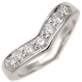 Authentic Tiffany&Co. V Band Ring 7P Diamond 950 Platinum