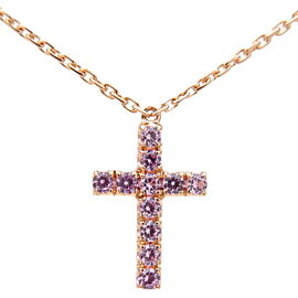 Authentic Cartier Symbol Cross Necklace Pink Sapphire