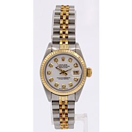 Ladies ROLEX Oyster Perpetual Gold and Steel Datejust 26mm White Diamond Dial
