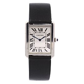 CARTIER Tank Solo Stainless Steel Rectangle Silver Dial Quartz Watch