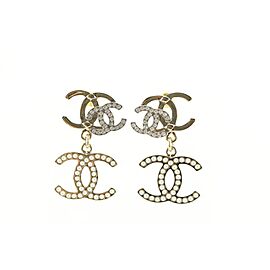 Chanel 22V Triple CC Logo Dangle Earrings Pierced
