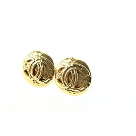 Chanel 94p 24K Gold Plated Hammered CC Logo Earrings 77ck727s