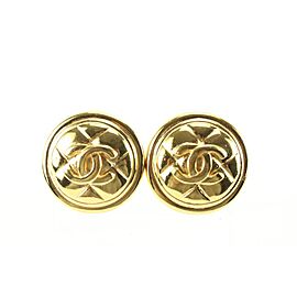 Chanel 24k Gold Plated Quilted CC Logo Earrings
