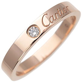 Authentic Cartier Engraved Ring 1P Diamond K18PG 750 Rose Gold #54 US7 Used F/S