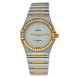 Omega Constellation MOP Diamonds 18K Gold Steel 24MM Quartz Watch