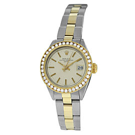 Rolex Ladies Date Oyster Perpetual 6916 Diamond 18K Gold Steel Auto