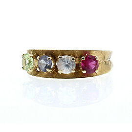14K YELLOW GOLD LADIES MULTI COLOR STONE RING SIZE 7.5
