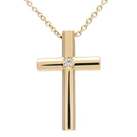 Tiffany & Co. Cross Necklace 1P Diamond 750YG Yellow Gold