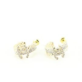 Chanel 23V Gold Quilted Crystal CC Hoop Earrings