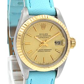 Ladies Vintage ROLEX Oyster Perpetual Datejust 26mm Gold Champagne Dial Watch