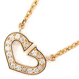 Cartier 18K Pink Gold C Heart Pave Diamond Necklace
