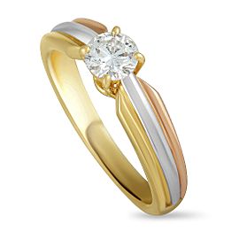 Cartier 18K Yellow White and Rose Gold Diamond Solitaire Engagement Ring