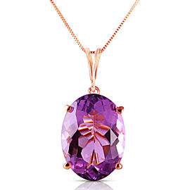 14K Solid Rose Gold Necklace with Oval Purple Amethyst