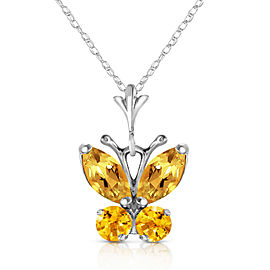 0.6 CTW 14K Solid White Gold Butterfly Necklace Citrine