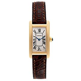 Cartier Tank Americaine Yellow Gold Leather Strap Ladies Watch