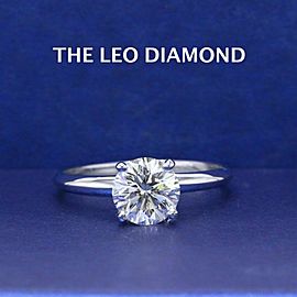 Leo Diamond Engagement Ring Round 1.00 ct H SI1 14k White Gold $11,000 Retail
