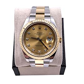 Rolex 126333 Datejust 41 Diamond Dial 18K Stainless Steel Box Papers 2019