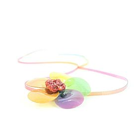 Chanel Vinyl Multicolor Camellia Choker Necklace Flower Floral 862838