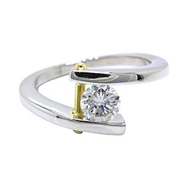 Tension Set Round Diamond Engagement Ring 0.50 tcw Platinum & 18k Yellow Gold